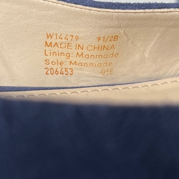 Cole Haan Blue Suede Loafers 9.5B Gold Buckle Quiet Luxury Chic‎ - Picture 7 of 12